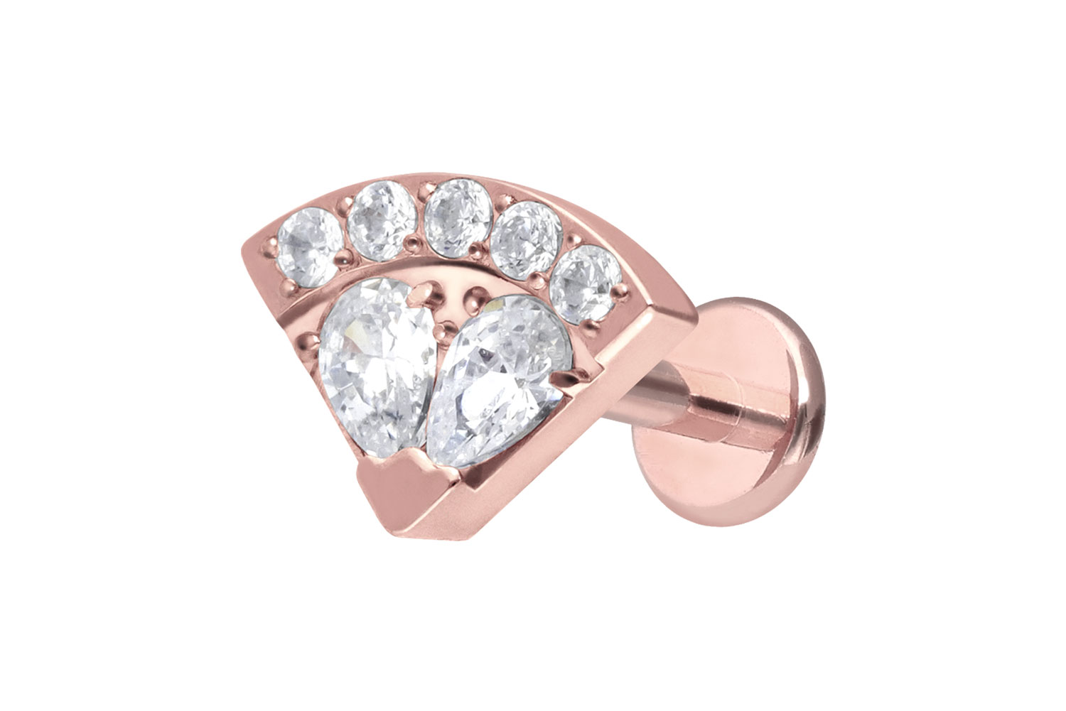 Premium Titan Labret Piercing mit Innengewinde KRISTALLFÄCHER